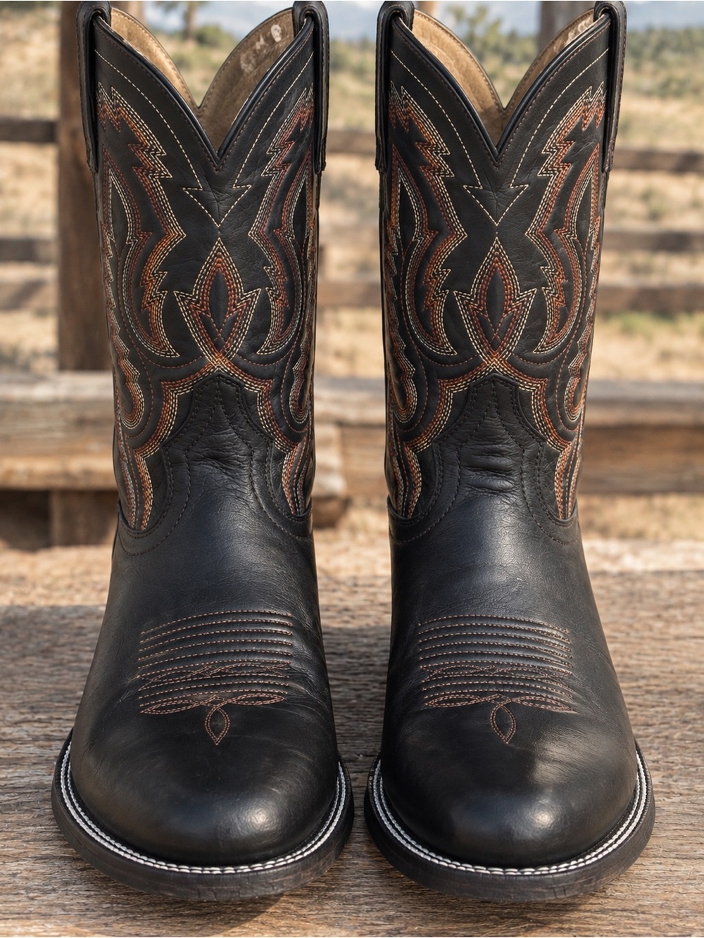 Ariat Brown Leather Western Cowboy Boots Round Toe sz 12